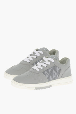Leather Low-Top Sneakers with Contrast Lace