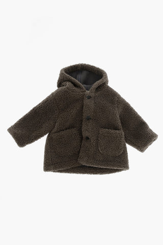 Solid Color Sherpa Coat with Hood