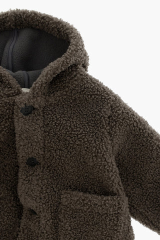 Solid Color Sherpa Coat with Hood