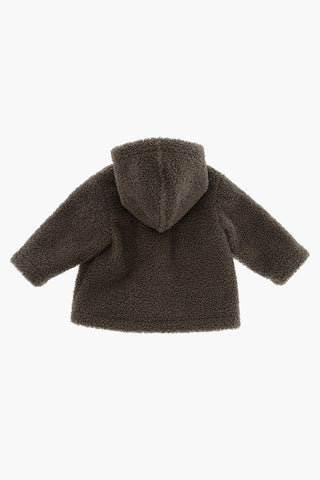 Solid Color Sherpa Coat with Hood