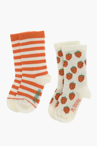 Set of 2 Pairs of Socks in Cotton Blend with Contrasting Details