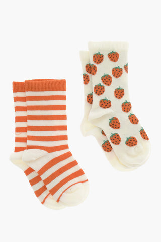 Set of 2 Pairs of Socks in Cotton Blend with Contrasting Details