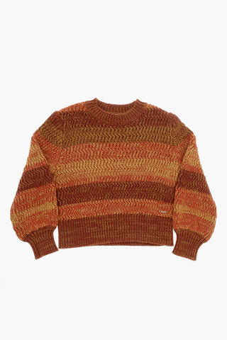 Cotton and Wool Crew-neck Sweater with Metal Logo