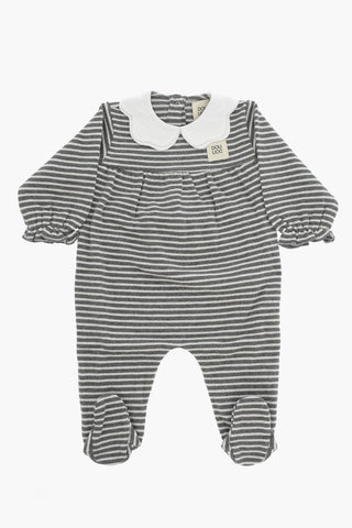 Two-Tone Striped Cotton Romper Suit