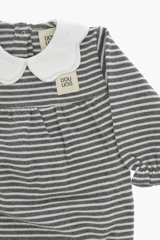 Two-Tone Striped Cotton Romper Suit