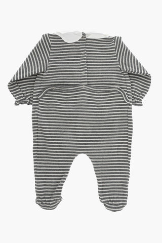 Two-Tone Striped Cotton Romper Suit