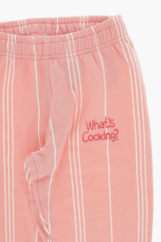 Striped Fleeced Cotton Joggers with Embroidery