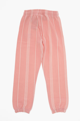 Striped Fleeced Cotton Joggers with Embroidery