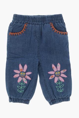 Jeans Ricamati con Elastico in Vita