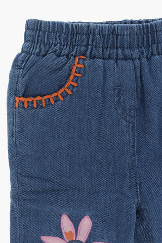 Jeans Ricamati con Elastico in Vita