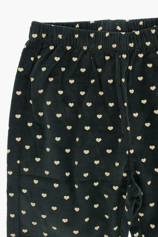 Corduroy PEN Pants with All-Over Hearts Print
