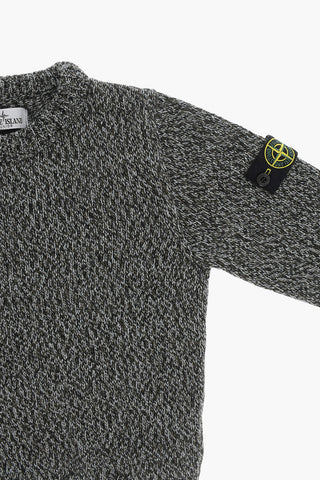 Wool Blend Crew-neck Sweater with Removable Logo Patch