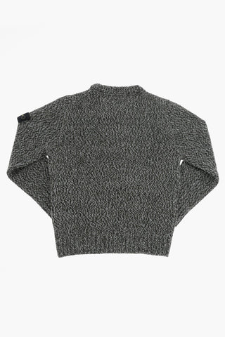 Wool Blend Crew-neck Sweater with Removable Logo Patch