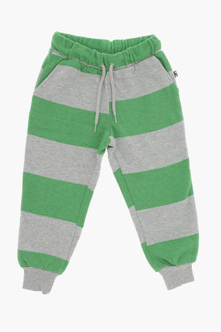 Two-Tone Striped Fleeced Cotton Joggers