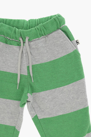 Two-Tone Striped Fleeced Cotton Joggers