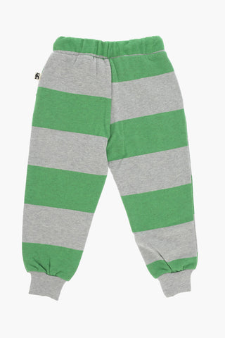 Two-Tone Striped Fleeced Cotton Joggers