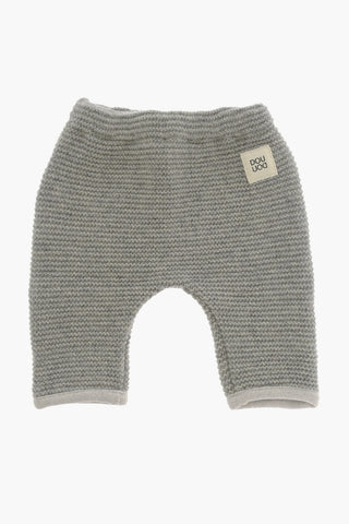 Solid Color Knitted Pants with Elastic Waistband