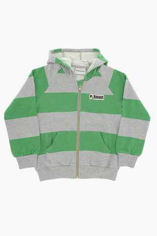 Felpa a Righe Bicolore in Cotone Felpato con Chiusura Zip