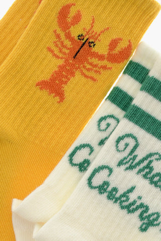 Set of 2 Pairs of Socks in Cotton Blend with Contrasting Details