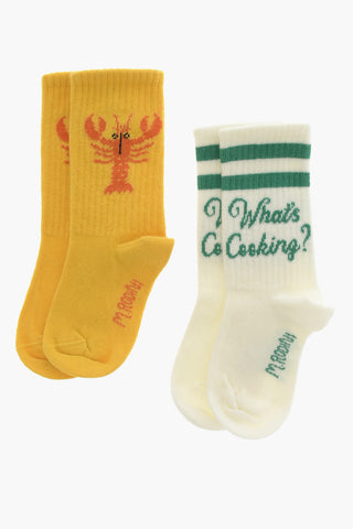 Set of 2 Pairs of Socks in Cotton Blend with Contrasting Details