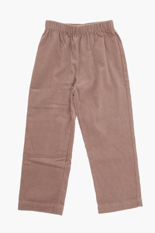 Solid Color Corduroy Pants with Elastic Waistband