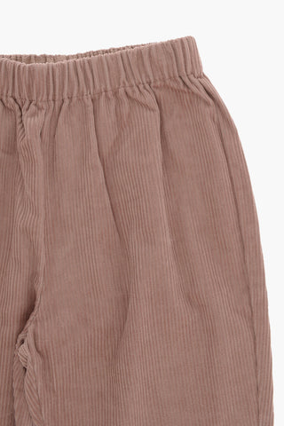 Solid Color Corduroy Pants with Elastic Waistband
