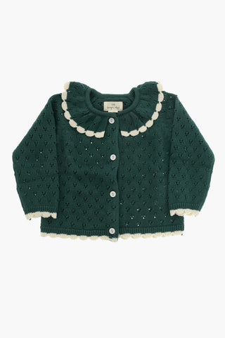 Perforated Cotton HOLIDAY Cardigan with Peter Pan Collar