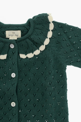 Perforated Cotton HOLIDAY Cardigan with Peter Pan Collar