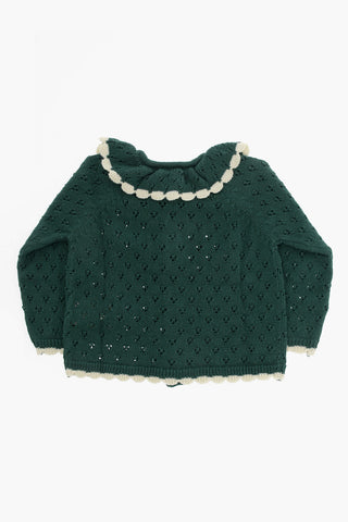 Perforated Cotton HOLIDAY Cardigan with Peter Pan Collar