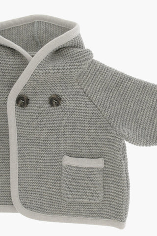Solid Color Knitted Coat with Hood