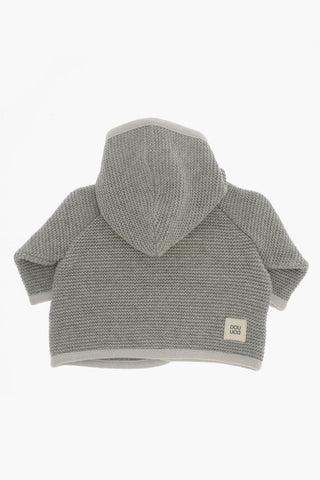 Solid Color Knitted Coat with Hood