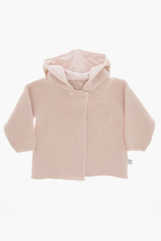 Knitted Cardigan with Decorated Hood