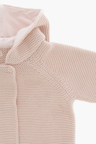 Knitted Cardigan with Decorated Hood
