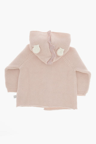 Cardigan Lavorato a Maglia con Cappuccio Decorato