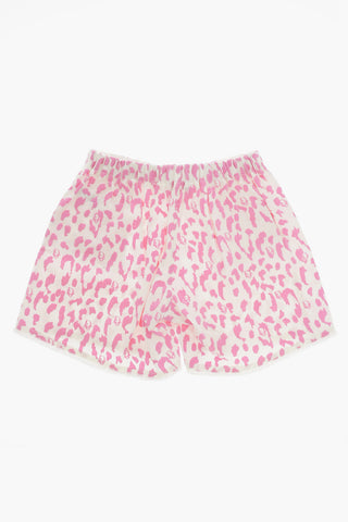 Shorts in Cotone Stretch a Fantasia Animalier con Elastico in Vita