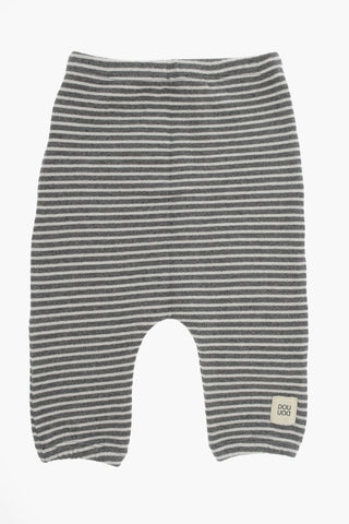 Two-Tone Striped Pants with Elastic Waistband
