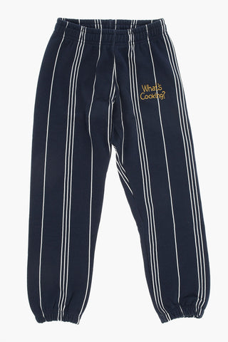 Joggers in Cotone Felpato a Righe con Ricamo