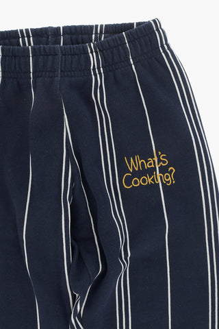 Joggers in Cotone Felpato a Righe con Ricamo