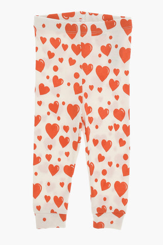 Cotton Leggings with All-Over Hearts Print