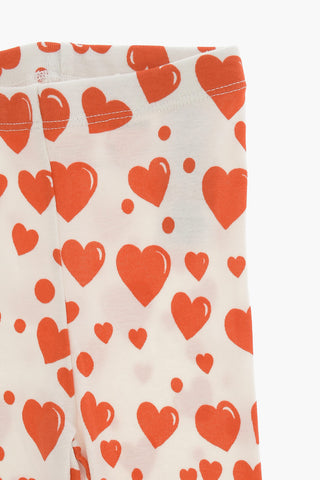 Cotton Leggings with All-Over Hearts Print