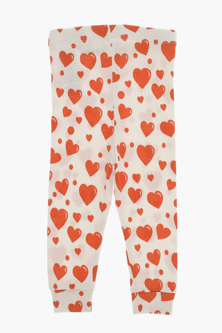 Cotton Leggings with All-Over Hearts Print