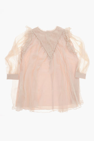 Long Sleeved Silk Dress with Ruffles