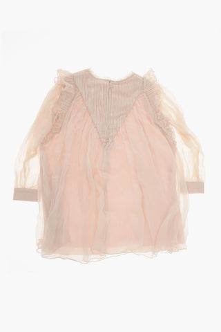 Long Sleeved Silk Dress with Ruffles