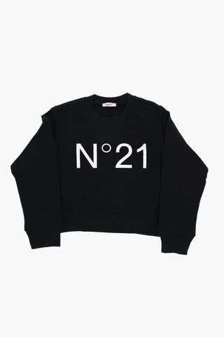 Felpa Girocollo in Cotone Garzato con Logo Stampato