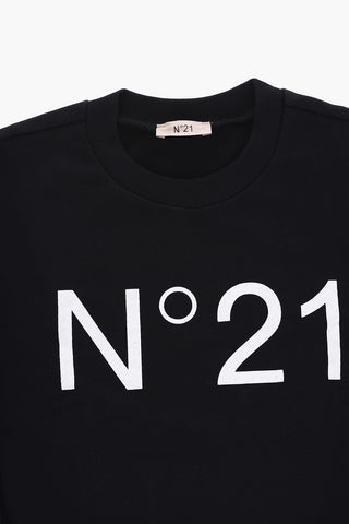 Felpa Girocollo in Cotone Garzato con Logo Stampato