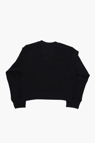 Felpa Girocollo in Cotone Garzato con Logo Stampato