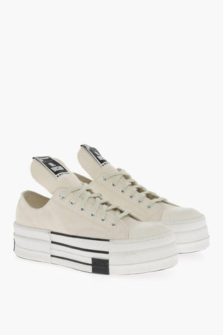 RICK OWENS DRKSHDW Canvas Low Top Sneakers with Platform 5.5cm