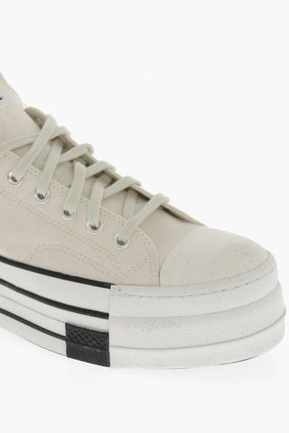 RICK OWENS DRKSHDW Canvas Low Top Sneakers with Platform 5.5cm