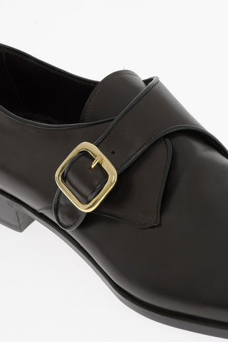 Leather Monk shoes With Golden Buckle