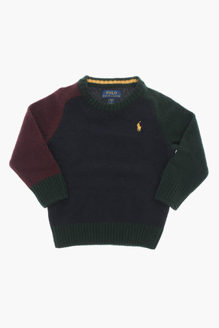 Color Block Wool and Cashmere Crew-neck Sweater